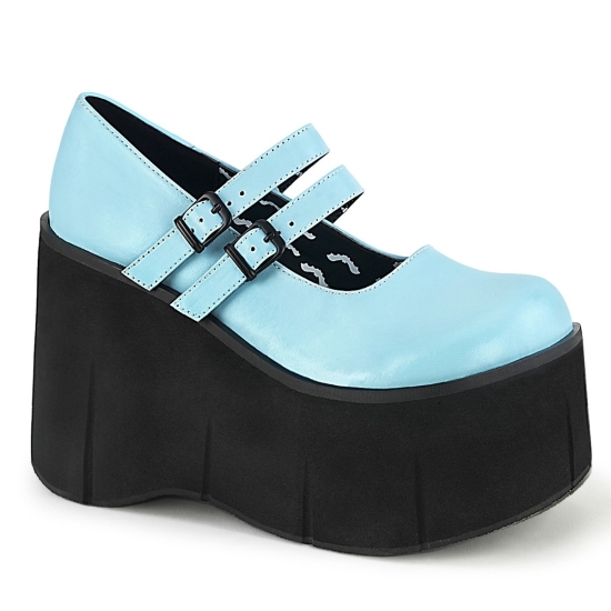 Baby Blue Vegan Leather Women's Demonia Kera - 08 Mary Jane Platforms | DF1724965