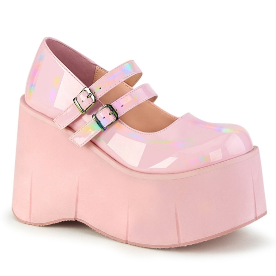 Baby Pink Hologram Women's Demonia Kera - 08 Mary Jane Platforms | WZ2076538