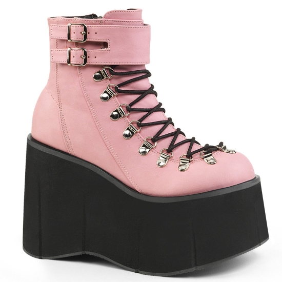 Baby Pink Vegan Leather Women's Demonia Kera - 21 Lace-Up Ankle-high Boots | IL3125947