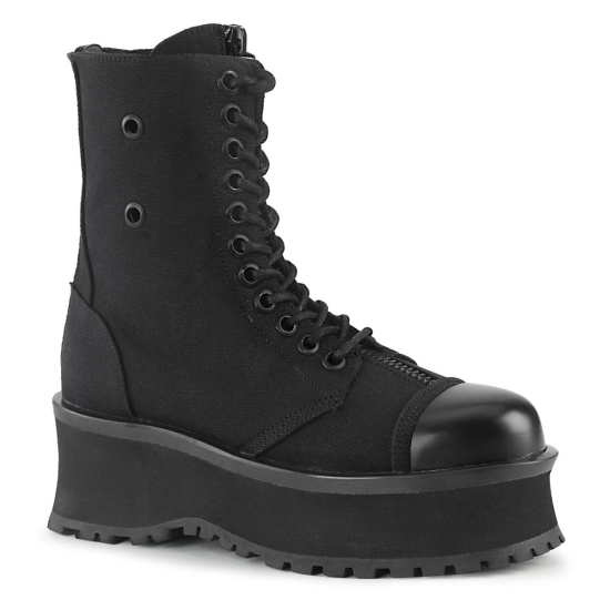 Black Canvas Men's Demonia Gravedigger - 10 Platform Lace-Up Ankle-high Boots | WA8207593