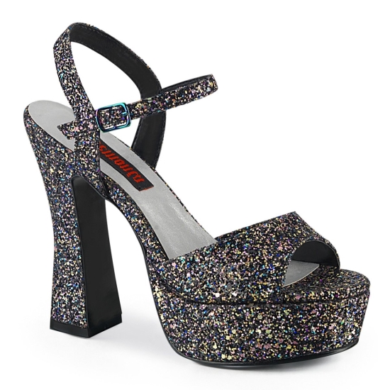 Black Multi Glitter Women's Demonia Dolly - 09 Platform Heels Sandals | HV4583762