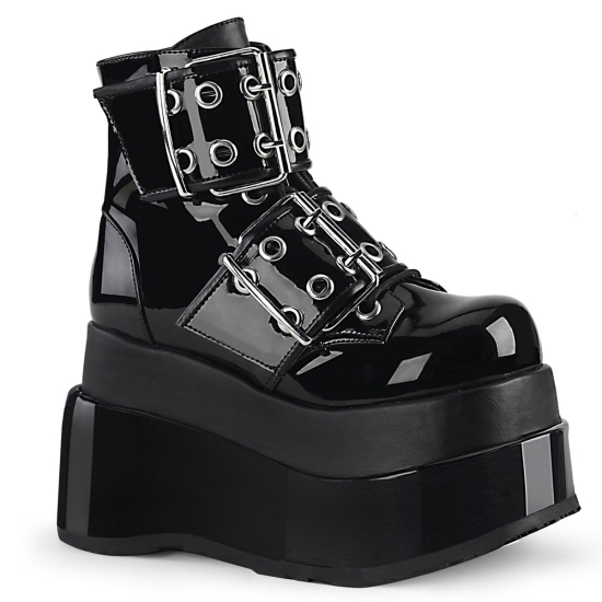 Black Patent-Vegan Leather Women's Demonia Bear - 104 Platform Lace-Up Ankle-high Boots | KO7504963