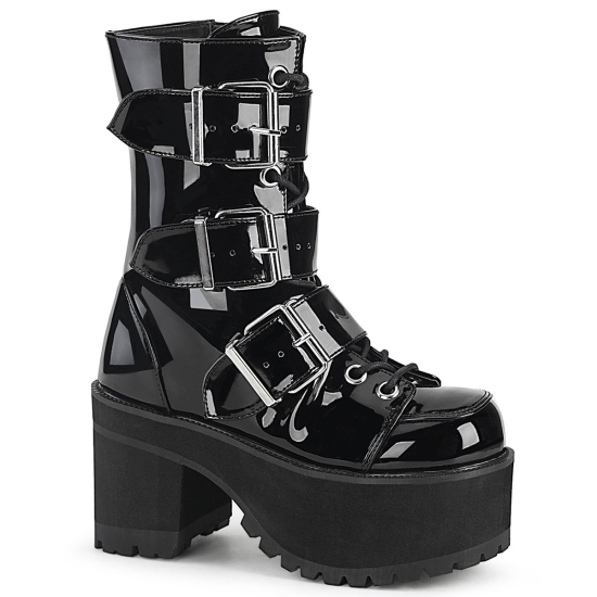 Black Patent Women's Demonia Ranger - 308 Platform Lace-Up Ankle-high Boots | ML2397815