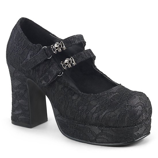 Black Satin-Lace Women's Demonia Gothika - 09 Platforms | AK9517834