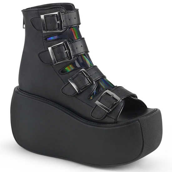 Black Vegan Leather-Hologram Women's Demonia Violet - 150 Platform Ankle-high Boots | AJ9104532