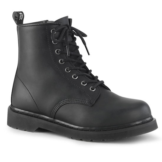 Black Vegan Leather Men's Demonia Bolt - 100 Lace-Up Ankle-high Boots | LP2019846