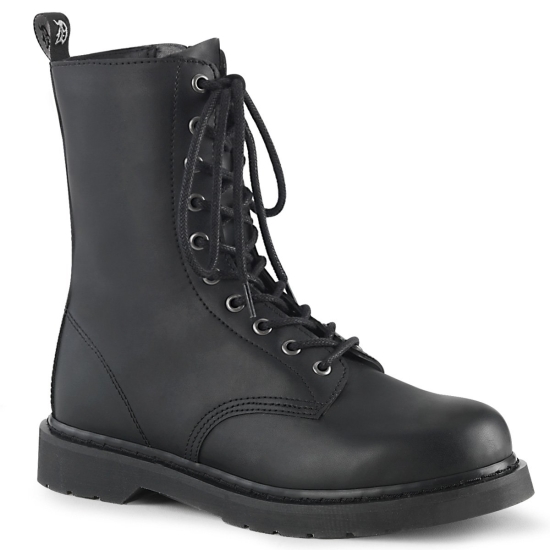 Black Vegan Leather Men's Demonia Bolt - 200 Lace-Up Ankle-high Boots | LT1695083