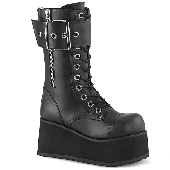 Black Vegan Leather Men's Demonia Petrol - 150 Platform Lace-Up Mid-Calf Ankle-high Boots | TY58742