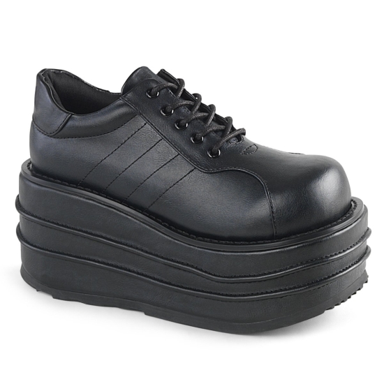 Black Vegan Leather Men's Demonia Tempo - 08 Platform Lace-Up Platforms | RM6294380