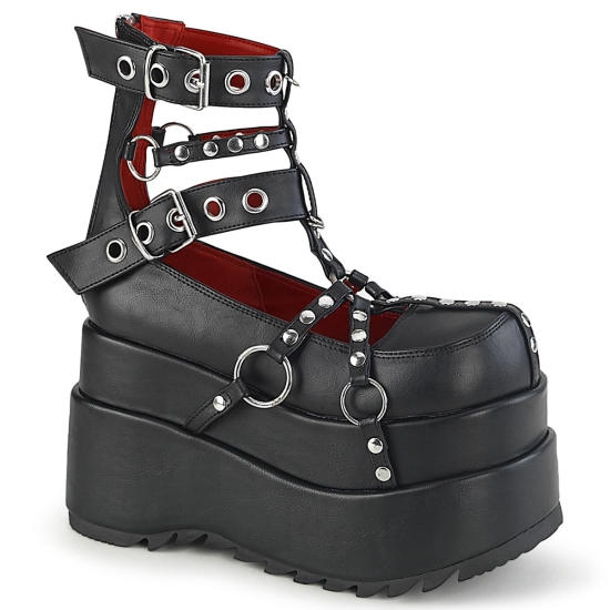 Black Vegan Leather Women's Demonia Bear - 28 Platform Ankle-high Boots | HD4128695