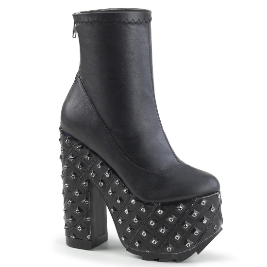 Black Vegan Leather Women's Demonia Cramps - 110 Platform Ankle-high Boots | YS5847691