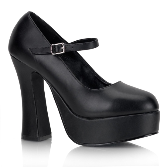 Black Vegan Leather Women's Demonia Dolly - 50 Platform Mary Jane Pump Platforms | EV0863742