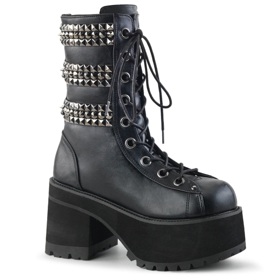 Black Vegan Leather Women's Demonia Ranger - 305 Platform Lace-Up Ankle-high Boots | DM7413509