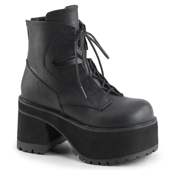 Black Vegan Leather Women's Demonia Ranger - 102 Platform Lace-Up Ankle-high Boots | FM5641823