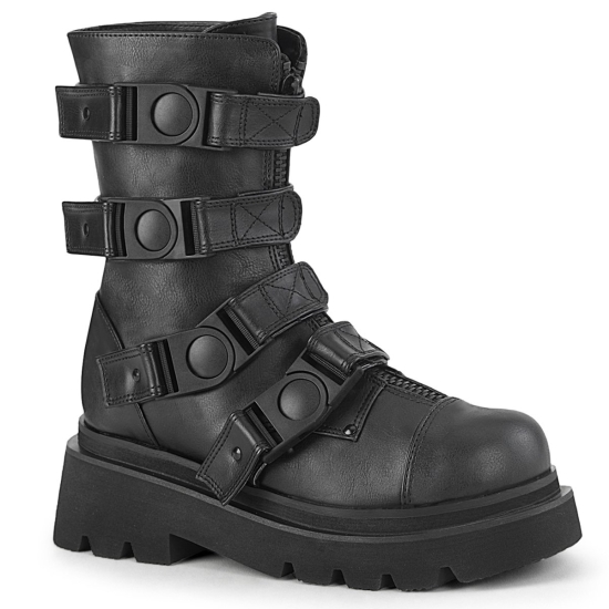 Black Vegan Leather Women's Demonia Renegade - 55 Platform Ankle-high Boots | FG6435892