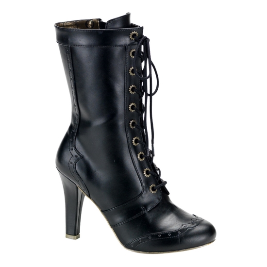 Black Vegan Leather Women's Demonia Tesla - 102 Platform Knee-high Boots | RE4781263