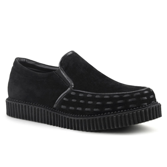 Black Vegan Suede Men's Demonia V-CREEPER - 607 Platform Creepers | SJ5432968