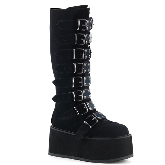 Black Velvet Women's Demonia Damned - 318 Platform Knee-high Boots | FZ4863210