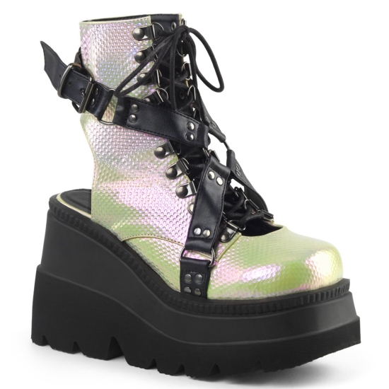 Green Women's Demonia Shaker - 56 Lace-Up Wedge Platform Ankle-high Boots | NY1782903