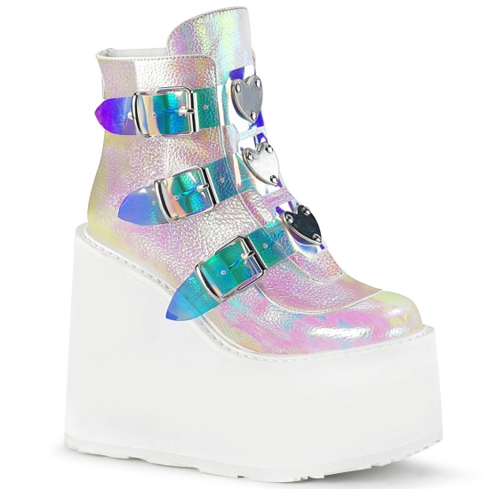 Pearl Iridescent Vegan Leather Women's Demonia Swing - 105 Wedge Platform Ankle-high Boots | QD4308