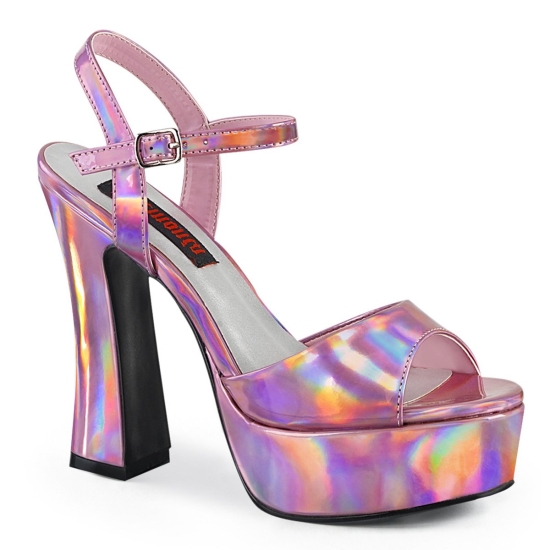 Pink Hologram Women's Demonia Dolly - 09 Platform Heels Sandals | QG4531708