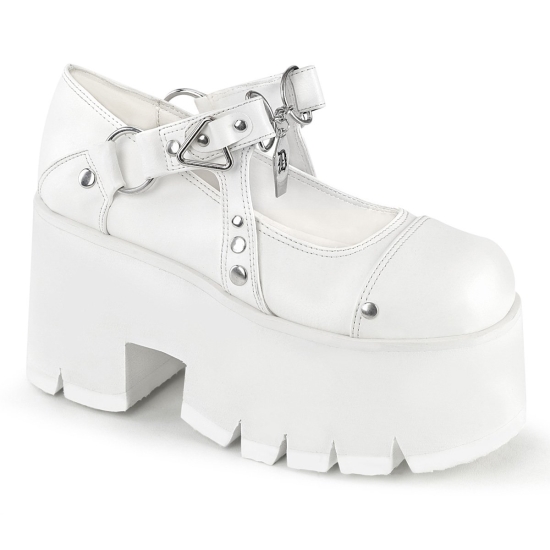 White Vegan Leather Women's Demonia Ashes - 33 Platforms | QJ1803562