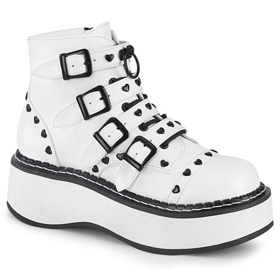 White Vegan Leather Women's Demonia Emily - 315 Platform Lace-Up Ankle-high Boots | AX2678531