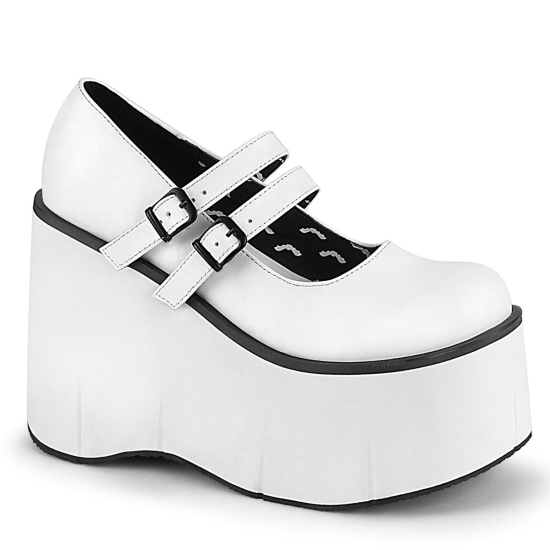 White Vegan Leather Women's Demonia Kera - 08 Mary Jane Platforms | YK4025169